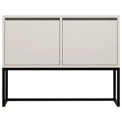 Consolle Bianco Nero 2 Vani Colore Struttura Nero 90x34x70h cm, Colore Ripiano Bianco - Arresi