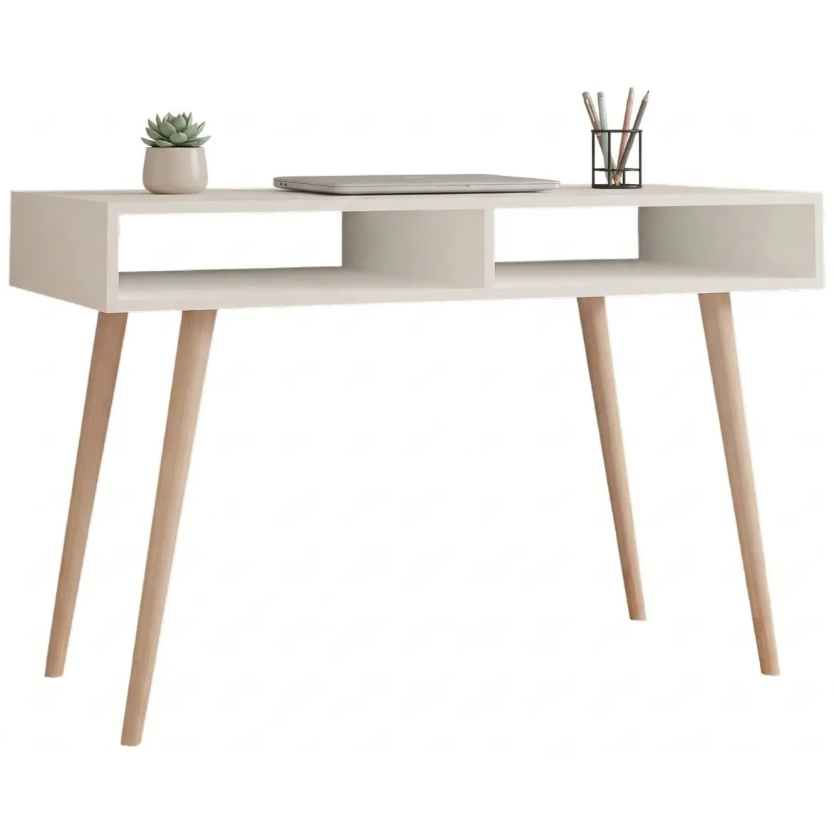 Consolle Bianco Rovere Marrone 2 Vani Colore Struttura Marrone 120x60x75h cm, Colore Ripiano Bianco - Busachi