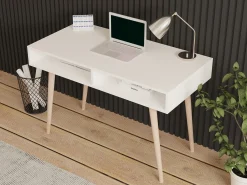 Consolle Bianco Rovere Marrone 2 Vani Colore Struttura Marrone 120x60x75h cm, Colore Ripiano Bianco - Busachi
