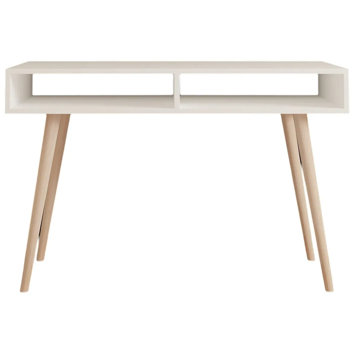 Consolle Bianco Rovere Marrone 2 Vani Colore Struttura Marrone 120x60x75h cm, Colore Ripiano Bianco - Busachi