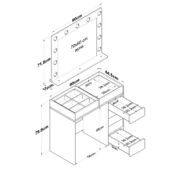 Consolle con specchio 90x45x80h cm bianco - Bussero
