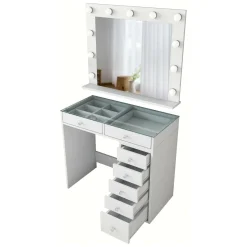 Consolle con specchio 90x45x80h cm bianco - Bussero