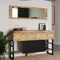 Consolle con specchio 139x43x83h cm quercia - Alleghe