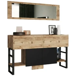 Consolle con specchio 139x43x83h cm quercia - Alleghe