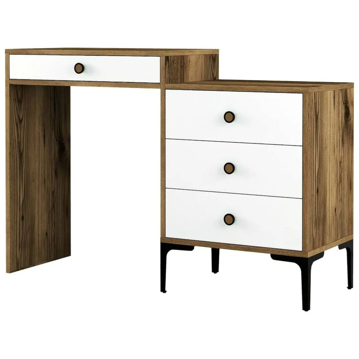 Consolle da trucco 124x40x84h cm noce e bianco - Artegna