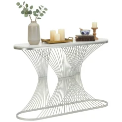 Consolle design in metallo 120x35x79h cm argento - Branduzzo