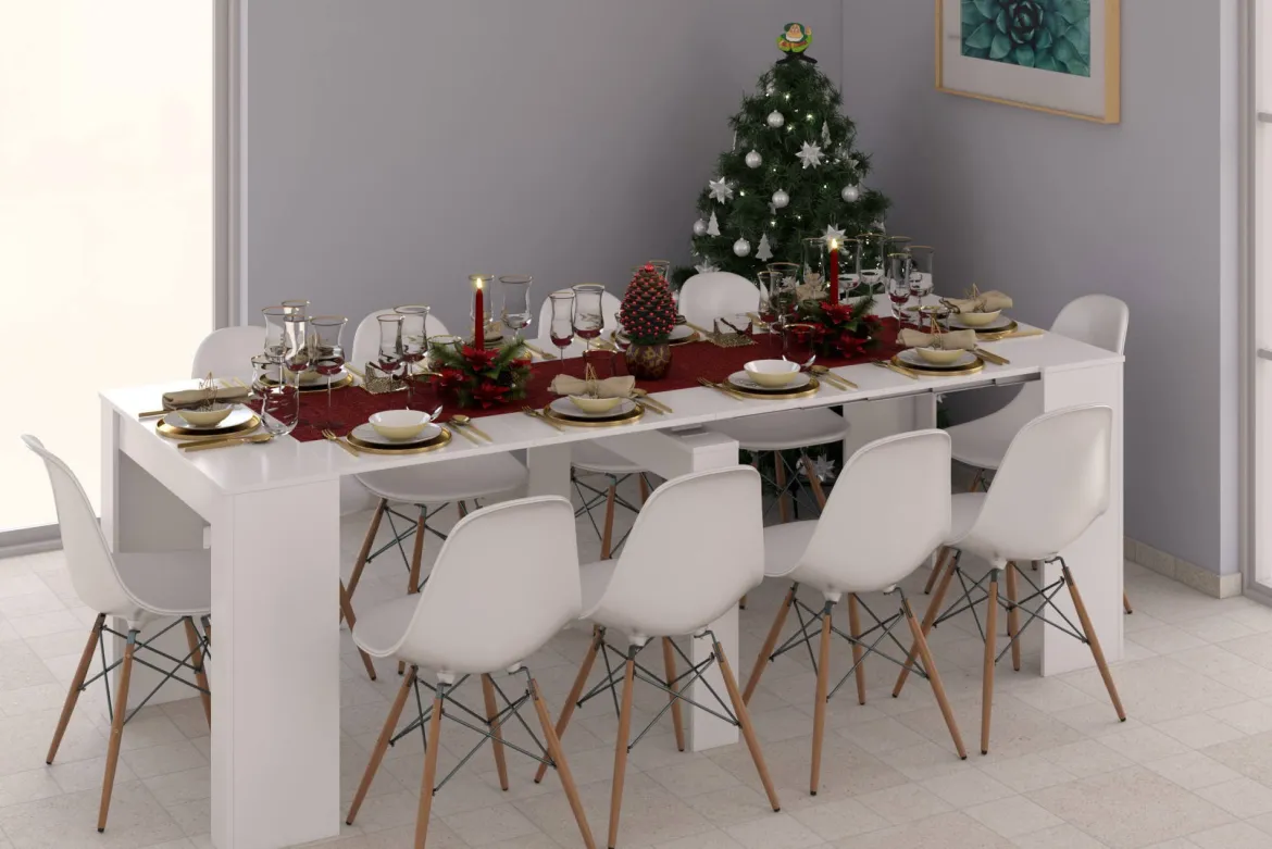Consolle estensibile sala da pranzo 4-10 posti bianco lucido - Abicitren