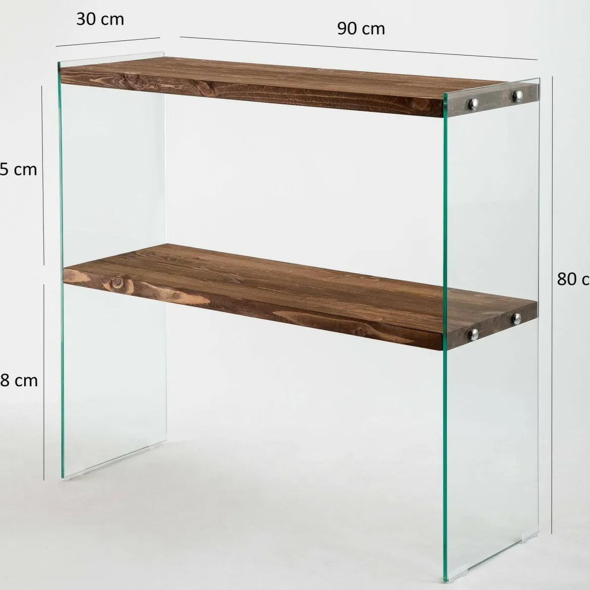 Consolle in legno e vetro 90x30x80h cm noce - Doha