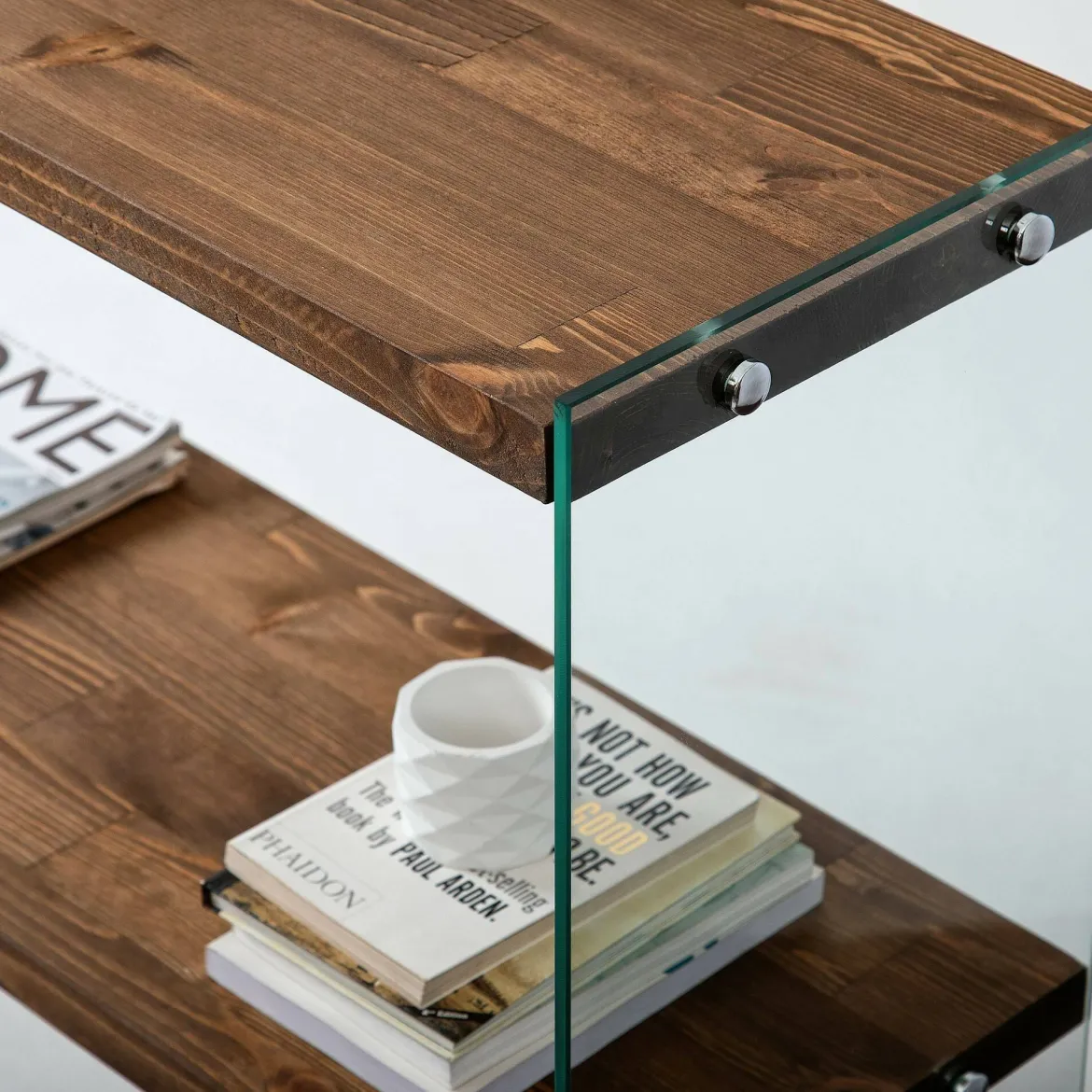 Consolle in legno e vetro 90x30x80h cm noce - Doha