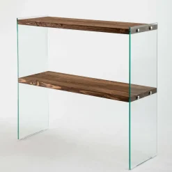 Consolle in legno e vetro 90x30x80h cm noce - Doha