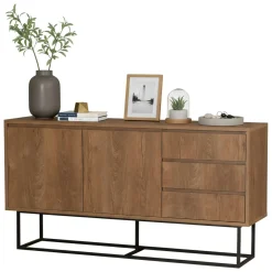 Consolle larga 140x36x72h cm noce e nero - Credenza Kuwait