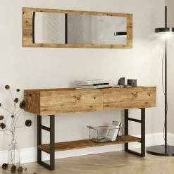 Consolle legno e metallo 139x43x75h cm quercia - Izo
