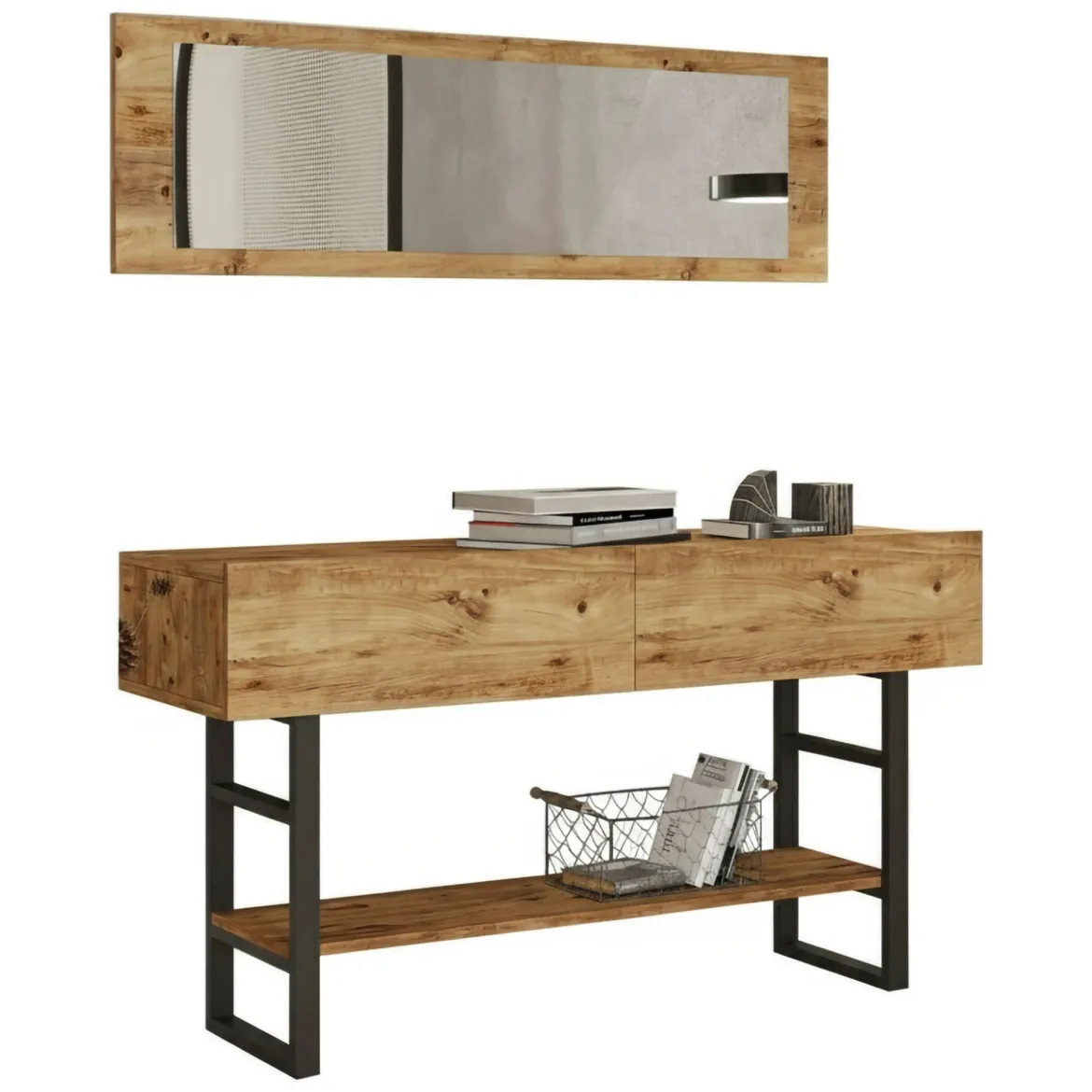 Consolle legno e metallo 139x43x75h cm quercia - Izo