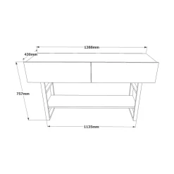 Consolle legno e metallo 139x43x75h cm quercia - Izo