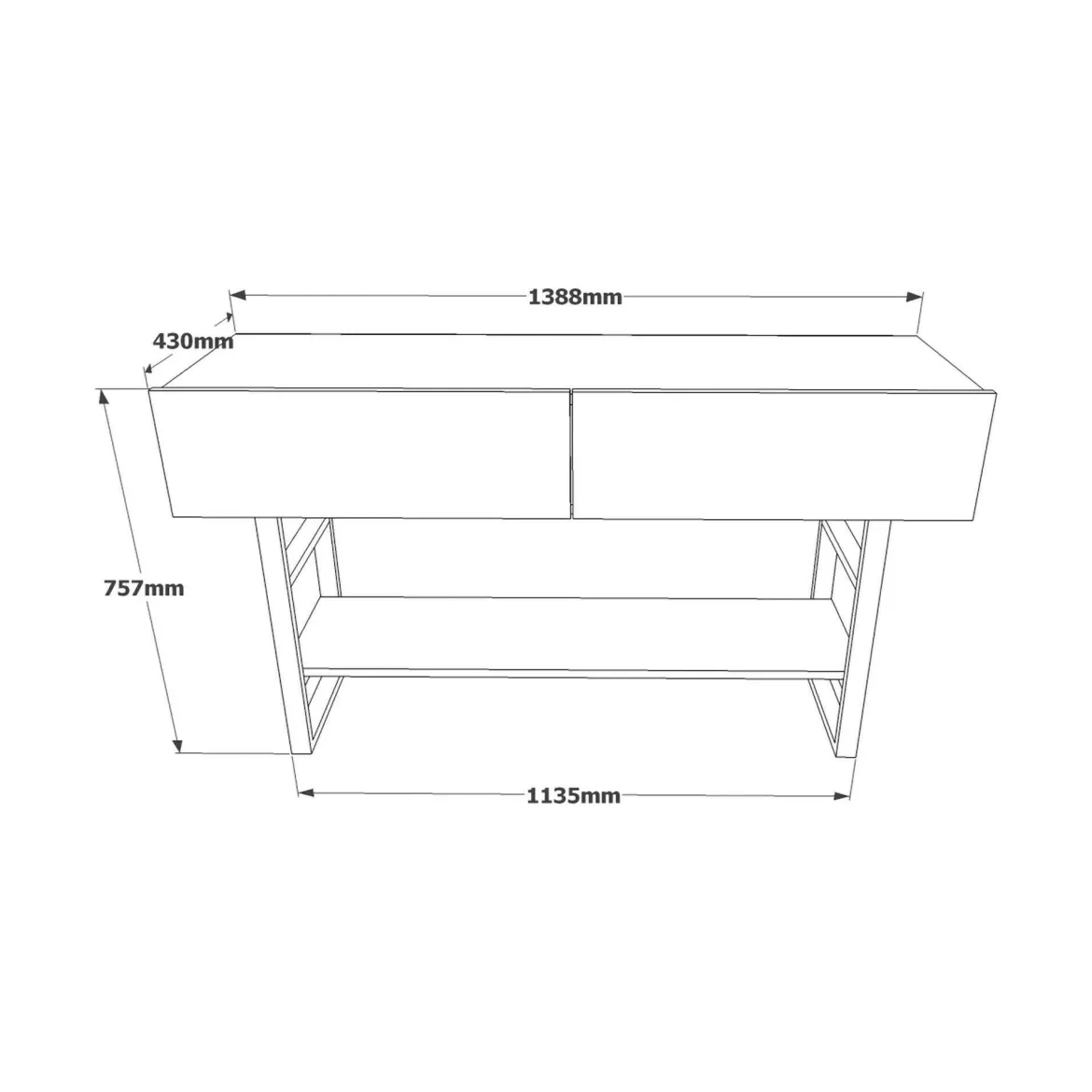 Consolle legno e metallo 139x43x75h cm quercia - Izo