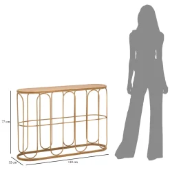 Consolle Marrone un Ripiano Struttura Effetto Bamboo 110x32x77h cm, Materiale Struttura in Legno - Tiznit