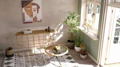 Consolle Marrone un Ripiano Struttura Effetto Bamboo 110x32x77h cm, Materiale Struttura in Legno - Tiznit