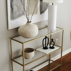 Consolle minimal in metallo 100x30x85h cm oro - Domenica
