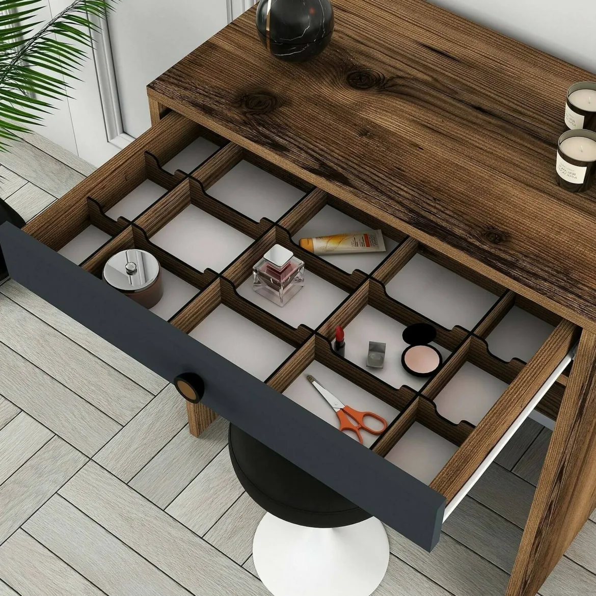 Consolle moderna 70x84x40h cm noce e antracite - Bedonia