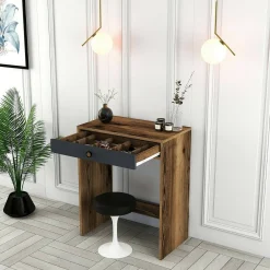 Consolle moderna 70x84x40h cm noce e antracite - Bedonia