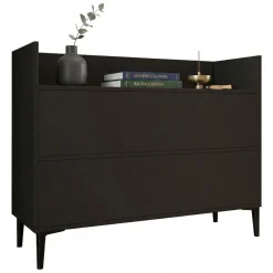 Consolle Nero Antracite 2 Vani Colore Ripiano Nero 110x35x85h cm, Sfumatura Colore Struttura Antracite - Trappeto