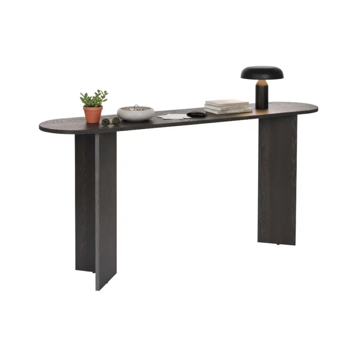 Consolle Nero un Ripiano Peso Supportato 25 kg 150x35x75h cm, Colore Ripiano Nero - Cercino