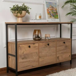 Consolle Nesta, 120x30 h75 cm, Pino e Nero