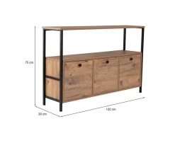 Consolle Nesta, 120x30 h75 cm, Pino e Nero