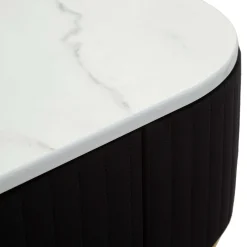 Consolle oro Nero un Ripiano Piano Effetto Marmo con 1 Cassetto 100x43x74h cm, Materiale Struttura in Tessuto - Marsa