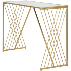 Consolle oro Trasparente un Ripiano Materiale Struttura in Vetro 120x40x80h cm, Colore Ripiano Trasparente - Axum