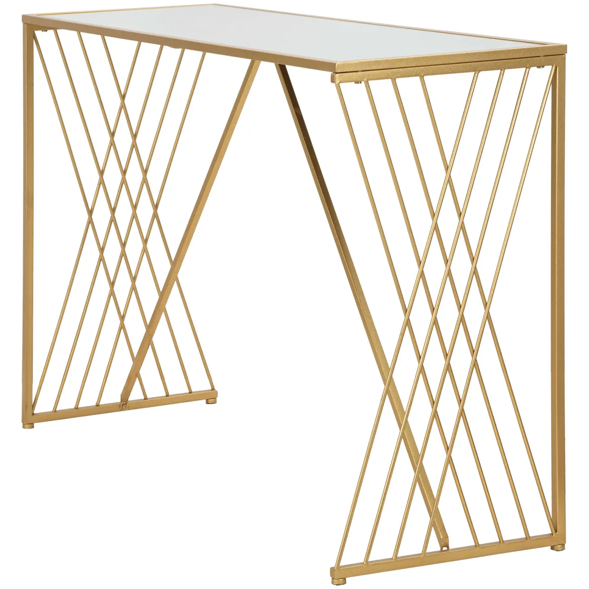 Consolle oro Trasparente un Ripiano Materiale Struttura in Vetro 120x41x81h cm, Colore Ripiano Trasparente - Rankin
