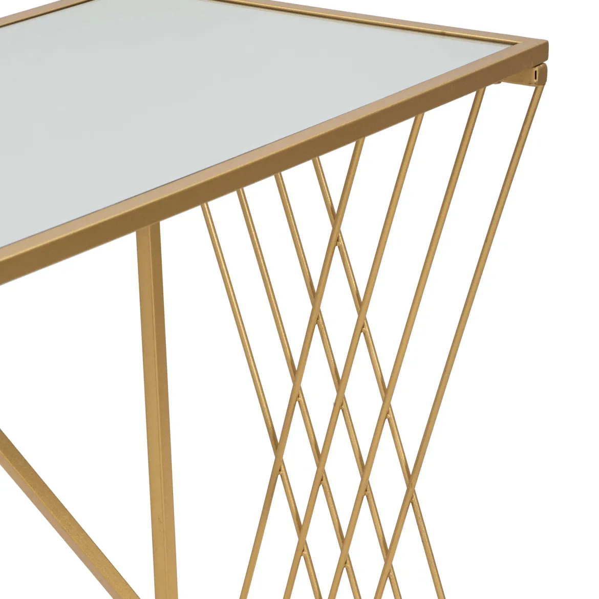 Consolle oro Trasparente un Ripiano Materiale Struttura in Vetro 120x41x81h cm, Colore Ripiano Trasparente - Rankin