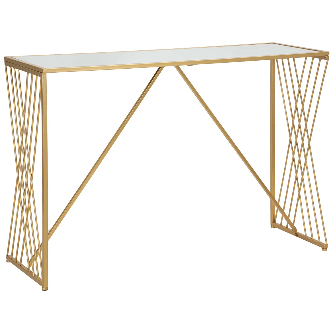 Consolle oro Trasparente un Ripiano Materiale Struttura in Vetro 120x41x81h cm, Colore Ripiano Trasparente - Rankin