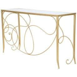 Consolle oro Trasparente un Ripiano Materiale Struttura in Vetro 140x40x80h cm, Colore Ripiano Trasparente - Dilija