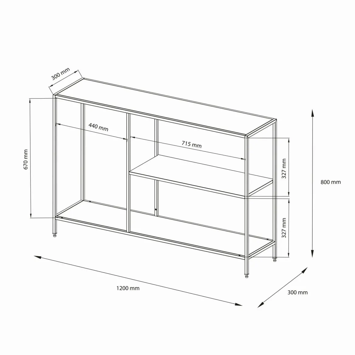Consolle 120x30x80h cm ardesia - Vaprio