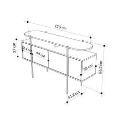 Consolle 150x38x86h cm bianco e grigio - Vance