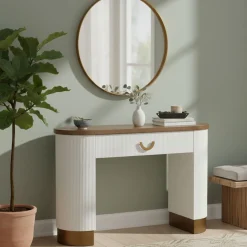 Consolle 121x40x78h cm bianco e marrone - Cadre