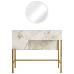 Consolle 88x44x77h cm bianco e oro - Scoppito