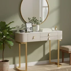 Consolle 100x40x80h cm crema e oro - Ronda