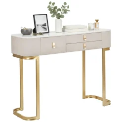 Consolle 100x40x80h cm crema e oro - Ronda