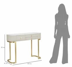 Consolle 100x40x80h cm crema e oro - Ronda