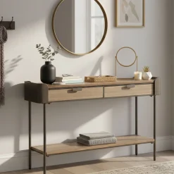 Consolle 120x31x72h cm grigio e marrone - Franz
