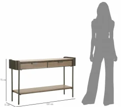 Consolle 120x31x72h cm grigio e marrone - Franz