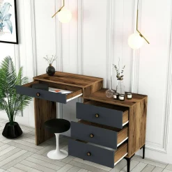 Consolle 124x40x84h cm noce e antracite - Artegna