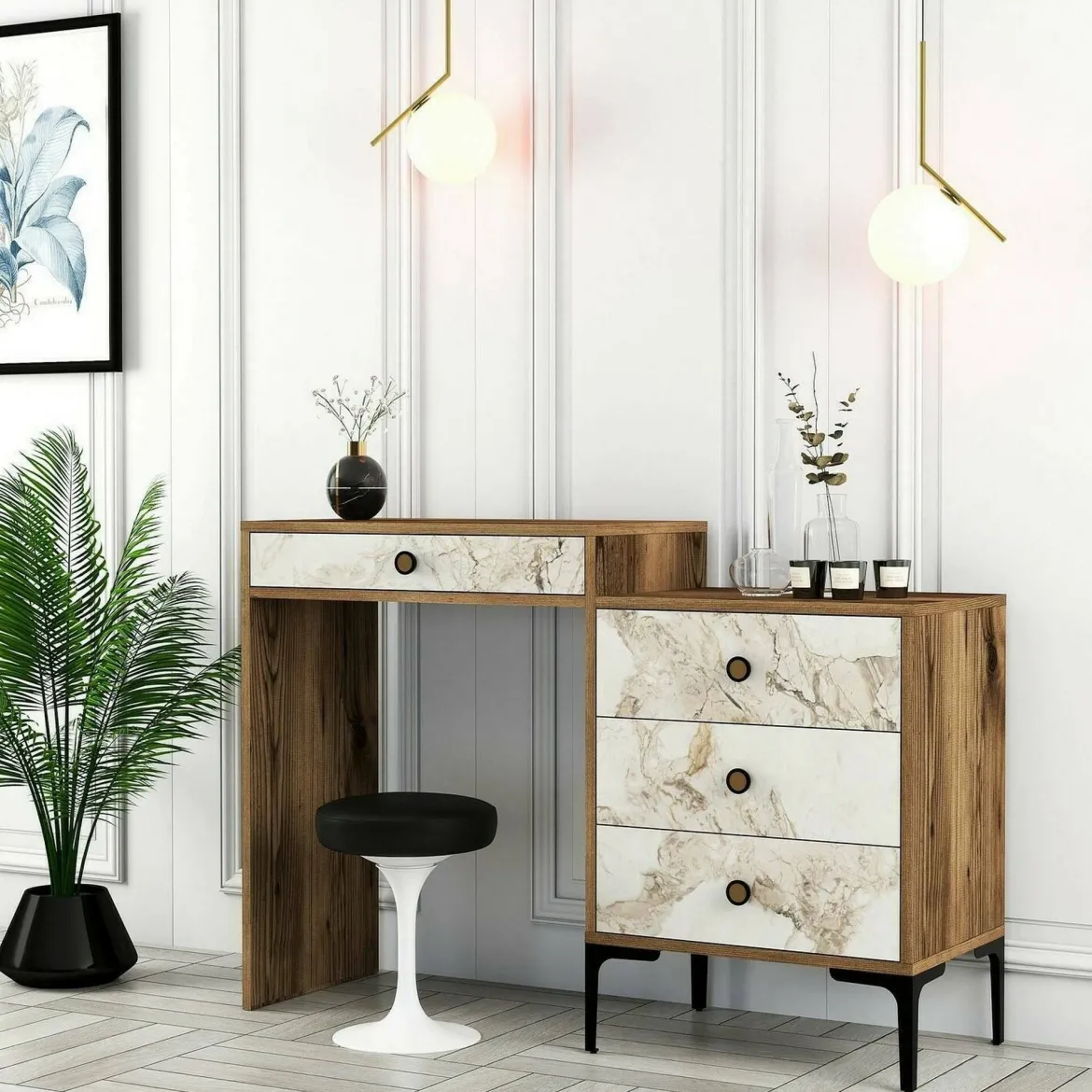 Consolle 124x40x84h cm noce e bianco - Artegna