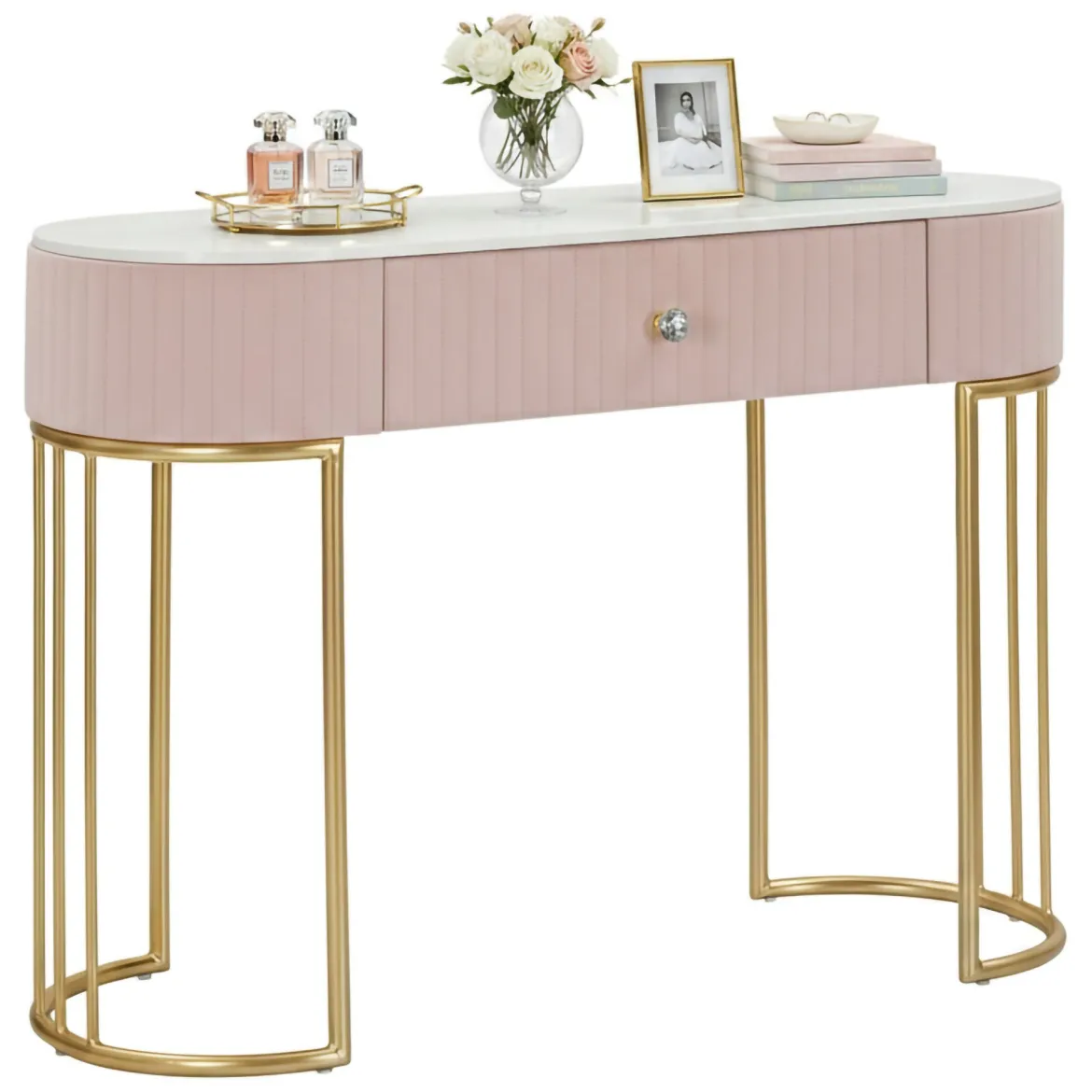 Consolle 100x40x75h cm rosa e bianco - Abstraktes