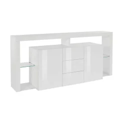 Credenza Aba, 180x40h80 cm, Bianco lucido