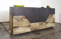 Credenza acero e ardesia 158x43x86h cm 4 ante - Agis