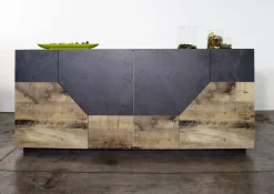 Credenza acero e ardesia 158x43x86h cm 4 ante - Agis