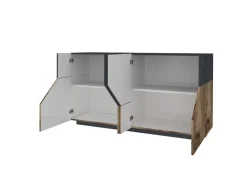 Credenza acero e ardesia 158x43x86h cm 4 ante - Agis